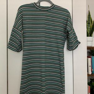 Green Striped T Shirt Dress